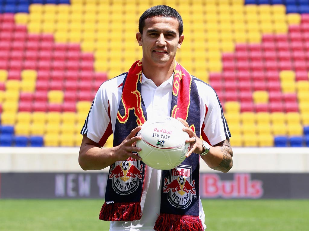 Tim Cahill is unveiled by New York Red Bulls