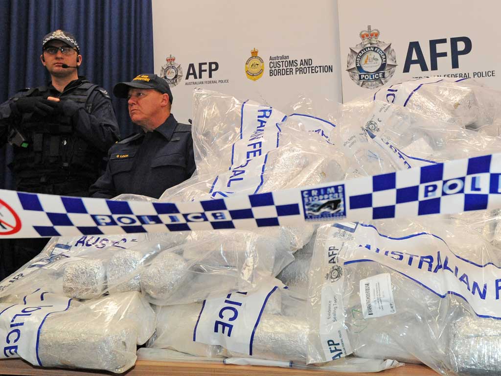 Australian police have seized 558 kilogrammes of crystal methamphetamine and heroin