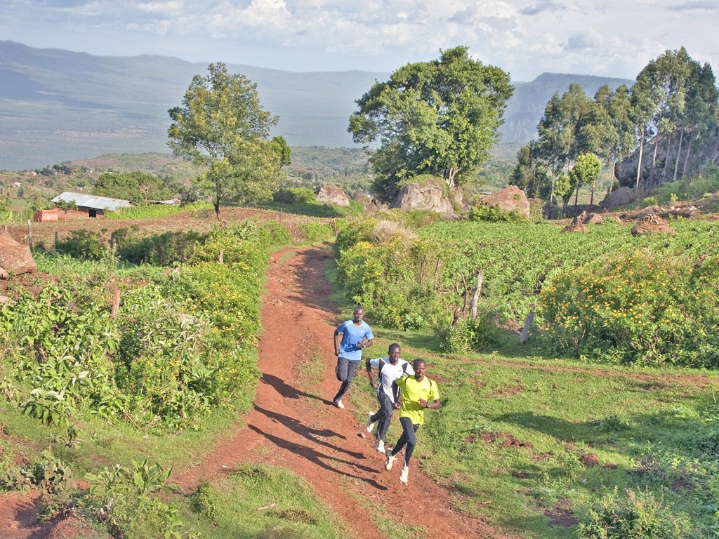 Keep on running: long distance runners practising at Iten