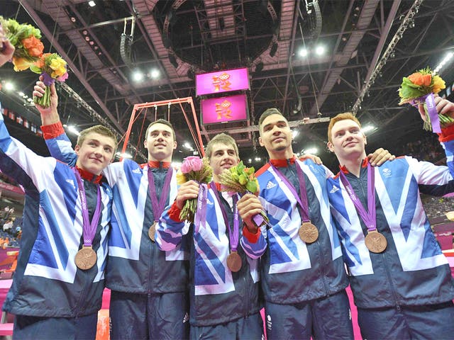 (From left) San Oldham, Kristian Thomas, Max Whitlock, Louis Smith and Daniel Purvis