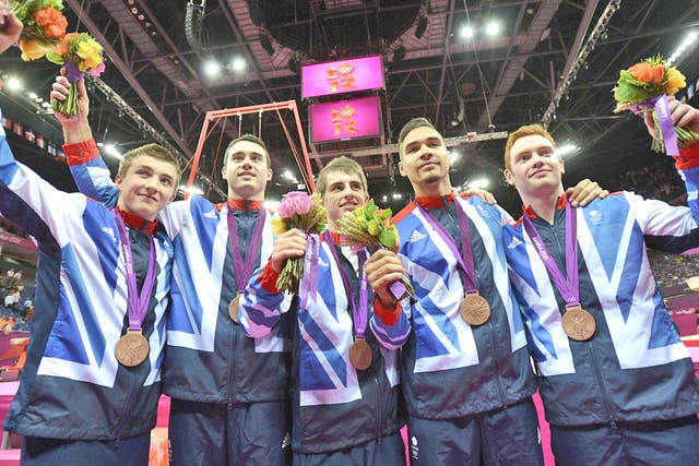 (From left) San Oldham, Kristian Thomas, Max Whitlock, Louis Smith and Daniel Purvis