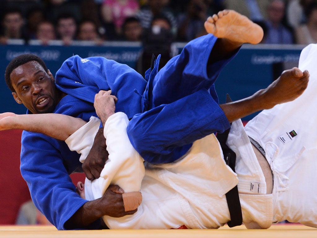 August 1, 2012: Team GB’s Winston Gordon defeating Canada’s Alexandre Emond to move into the last 16 of the -90kg judo