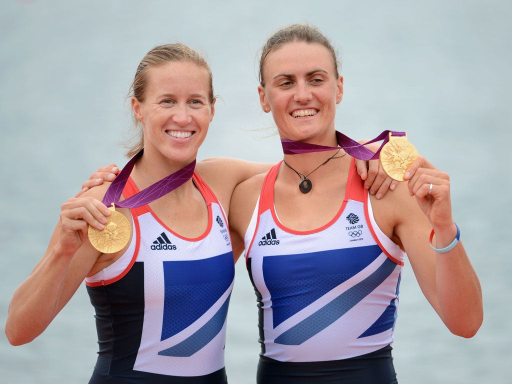 Helen Glover and Heather Stanning win GB's first gold of the games