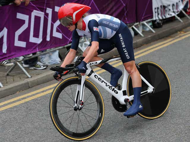 Great Britain's Emma Pooley in action in today's women's time trial