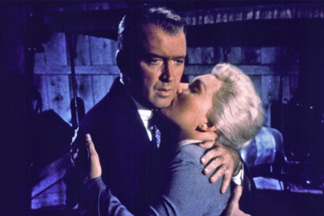 <p>1. Vertigo (Hitchcock, 1958)</p>
<p>A scene from Vertigo, with James Stewart and Kim Novak, which has been voted the greatest film of all time</p>