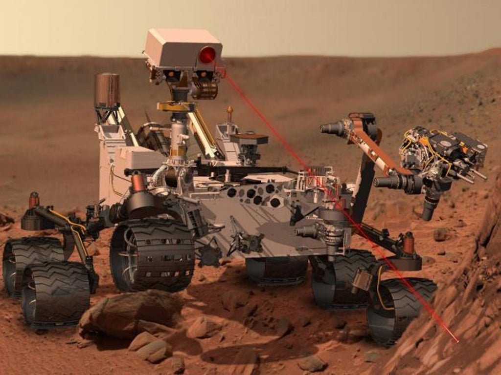 This artists rendering provided by NASA shows the Mars Rover, Curiosity. After traveling 8 1/2 months and 352 million miles, Curiosity will attempt a landing on Mars.