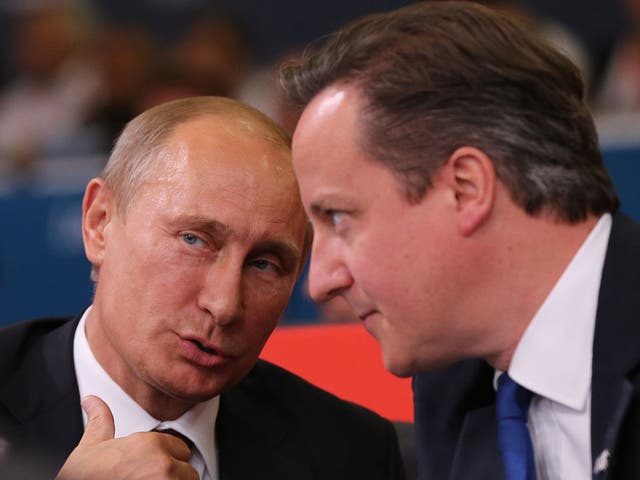 Putin and Cameron at the Olympic judo event this afternoon