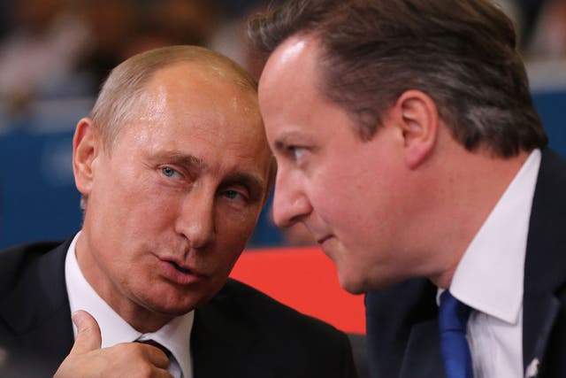 Putin and Cameron at the Olympic judo event this afternoon