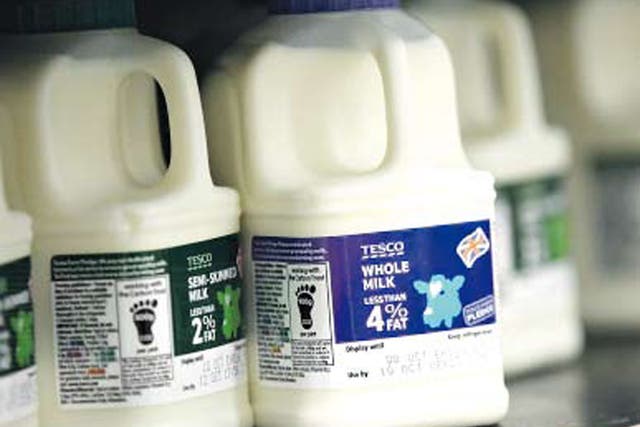 Own-brand milk at Tesco