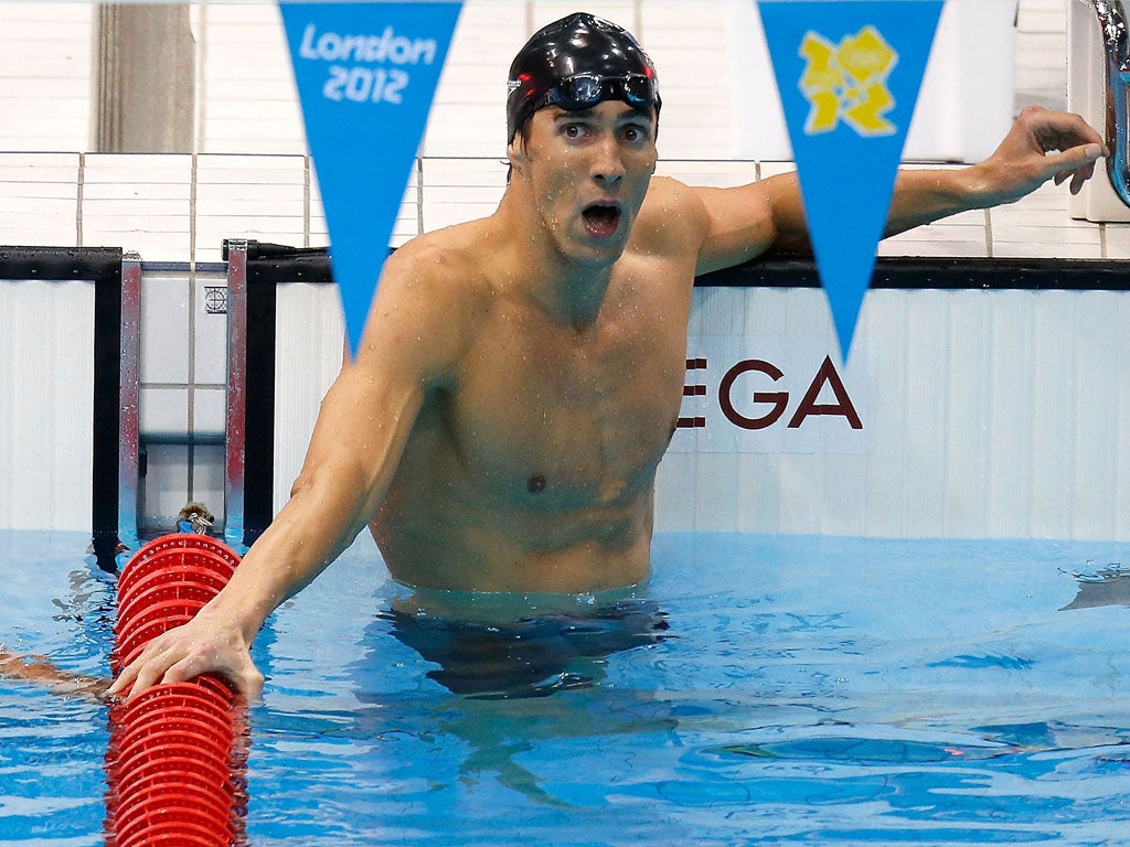 Michael Phelps as he realised he had won the gold medal in the 200m individual medley