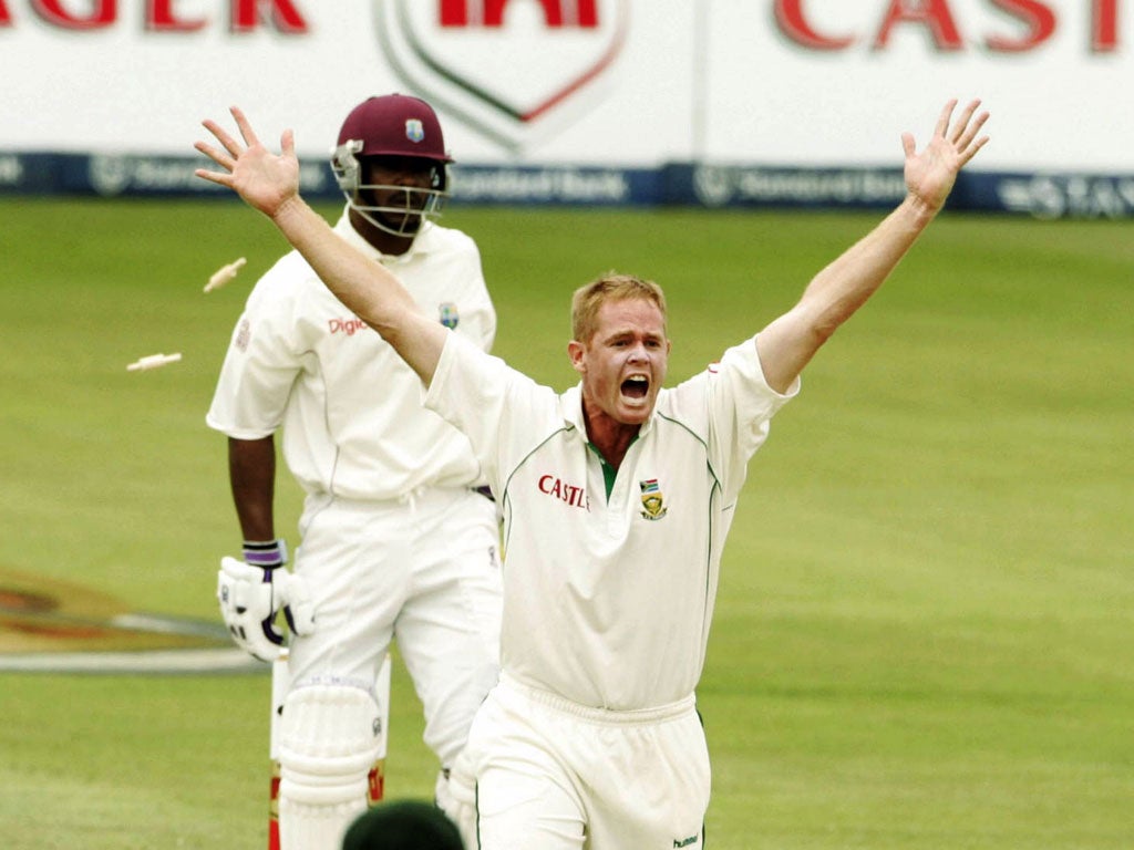 South Africa's Shaun Pollock used to catch his fingers on the stumps