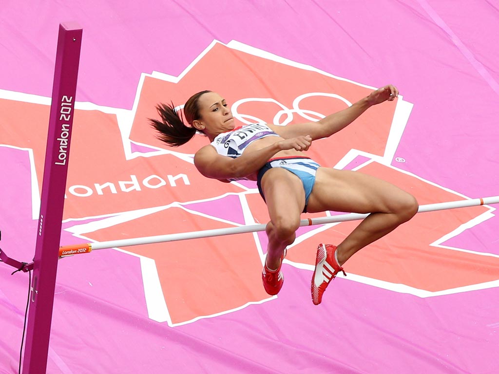 August 3, 2012: Jessica Ennis of Great Britain competes in the Women's Heptathlon High Jump on Day 7 of the London 2012 Olympic Games