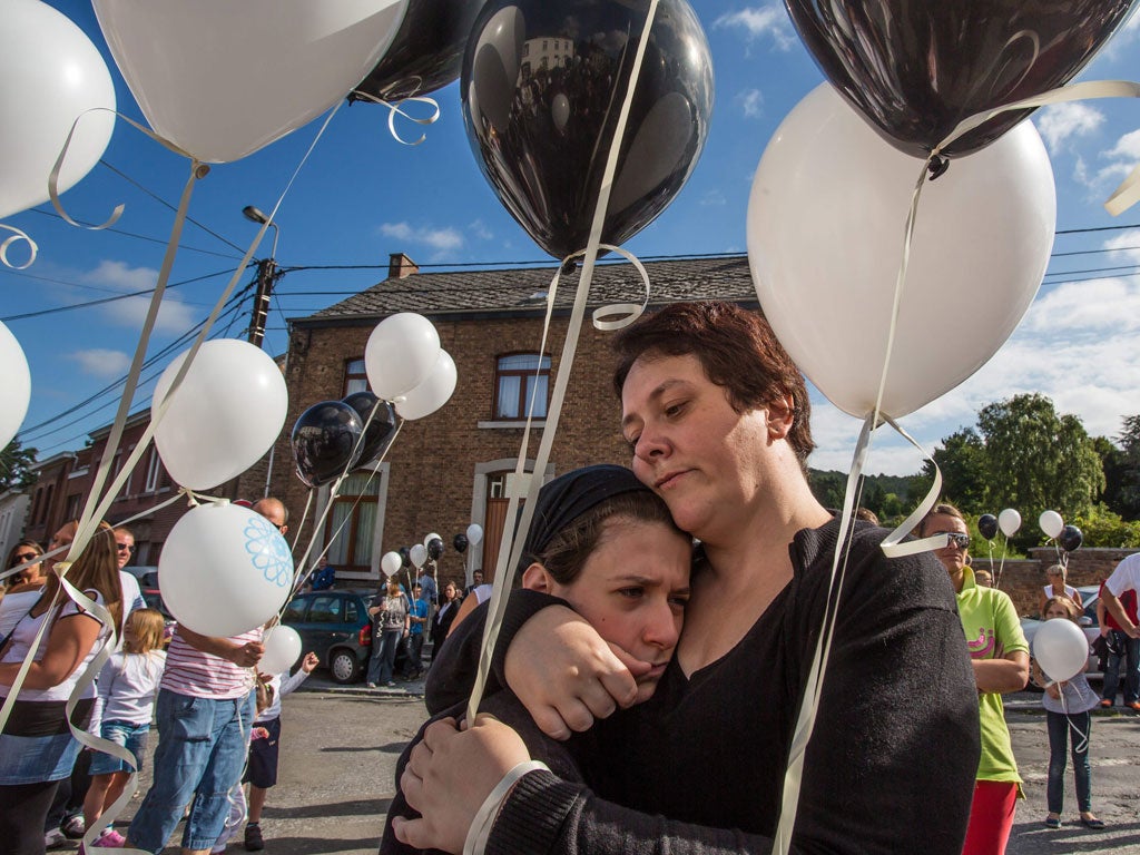 A demonstration near the convent, in Malonne, Belgium, where Michelle Martin will be released to live