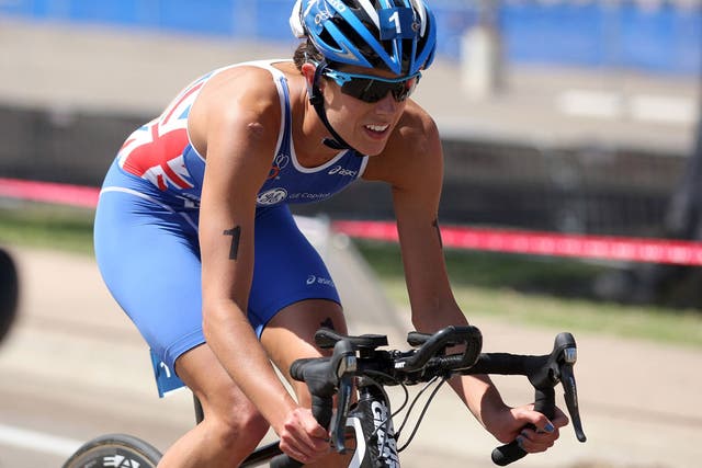 Crowds turned out in their thousands to cheer on British triathlete Helen Jenkins