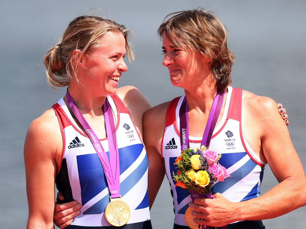 Katherine Grainger and Anna Watkins win gold for the women's double sculls rowing event on day seven of the Olympics