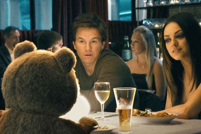 Mark Wahlberg and Mila Kunis hit the town with a talking soft toy in Ted