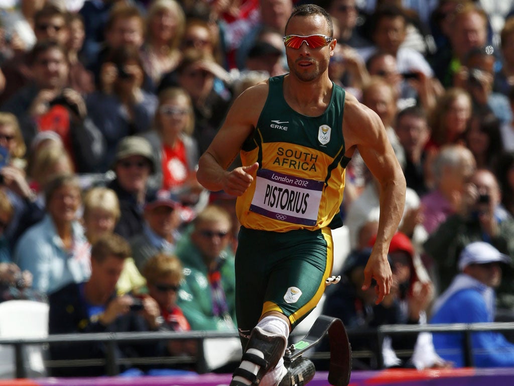 Plenty to spare: Oscar Pistorius on his way to the 400m semi-finals