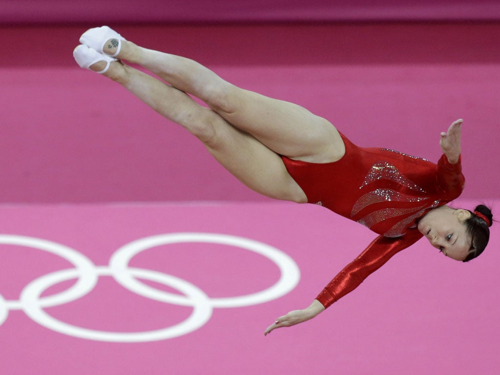 High hopes: Briton Kat Driscoll on the trampoline