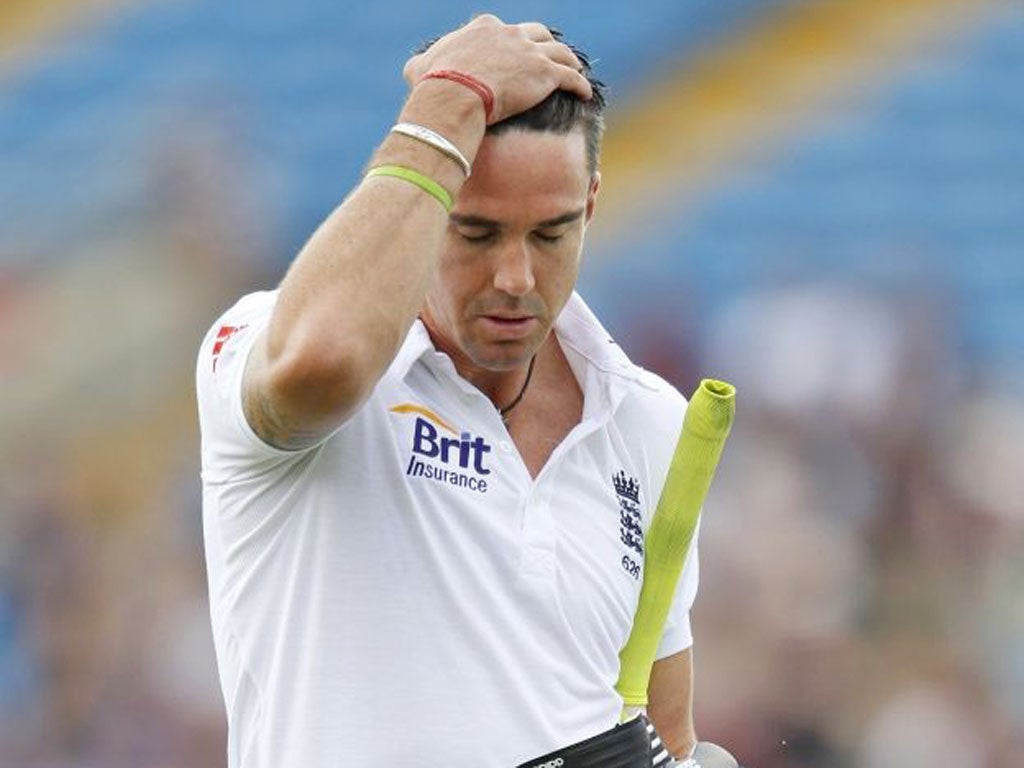 England’s Kevin Pietersen lasted only two balls yesterday