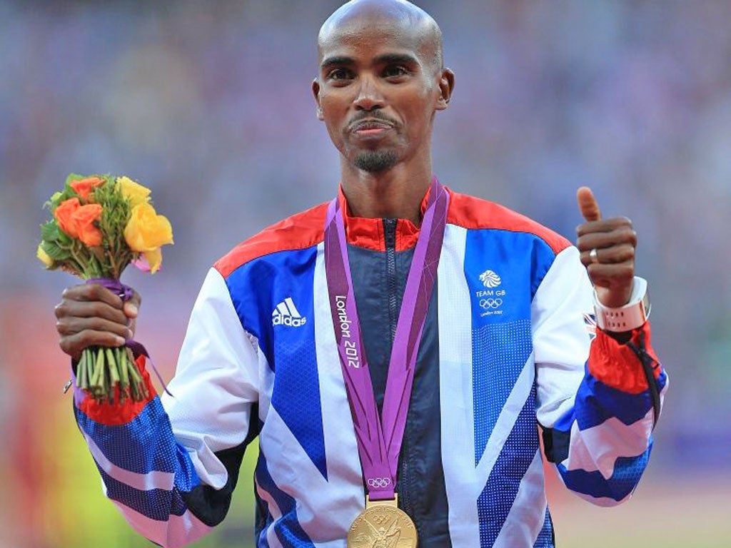 Mo Farah receives his medal last night