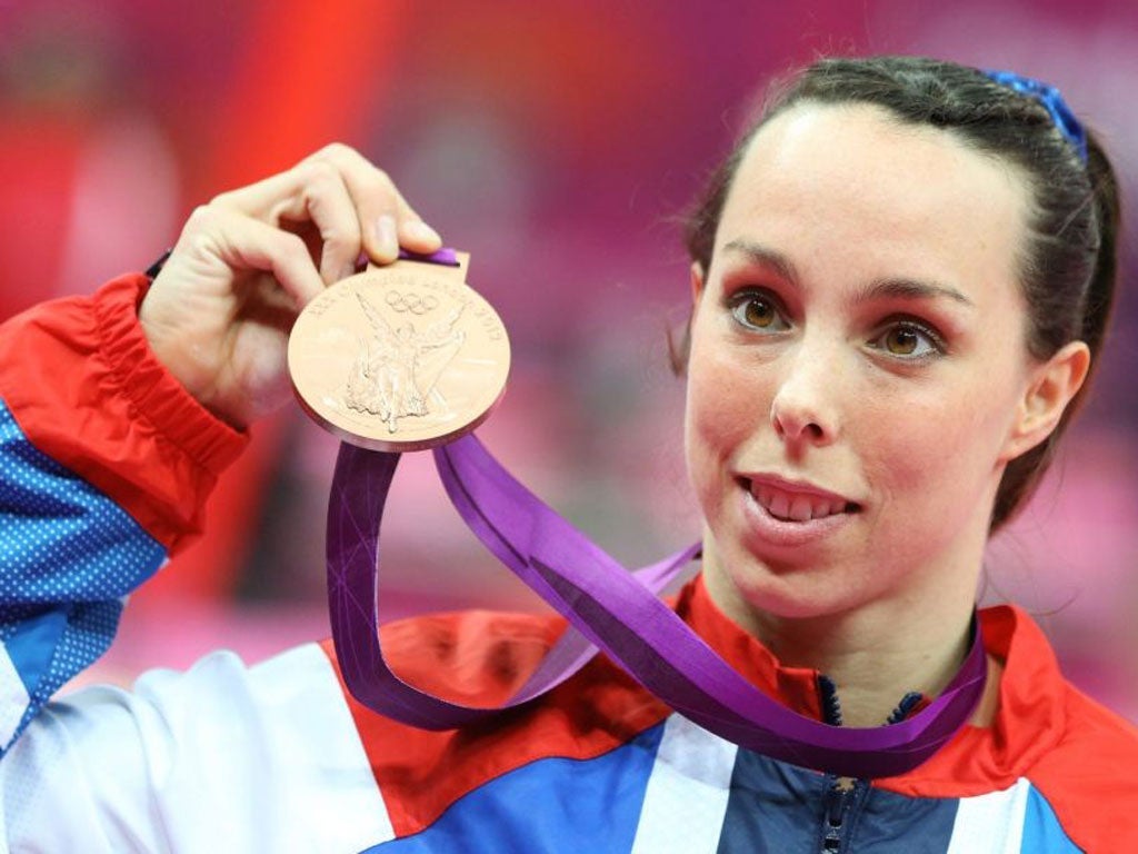 Beth Tweddle’s routine was marred by a poor landing but she still
ended up with bronze