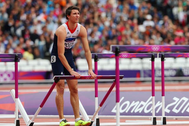 Team GB's Andrew Pozzi limped out of the 110m hurdles today