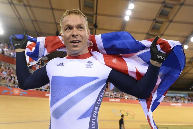 August 7, 2012: Sir Chris Hoy celebrates his sixth Olympic gold medal