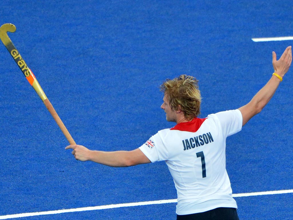 Alex Jackson celebrates his goal for Team GB against Spain