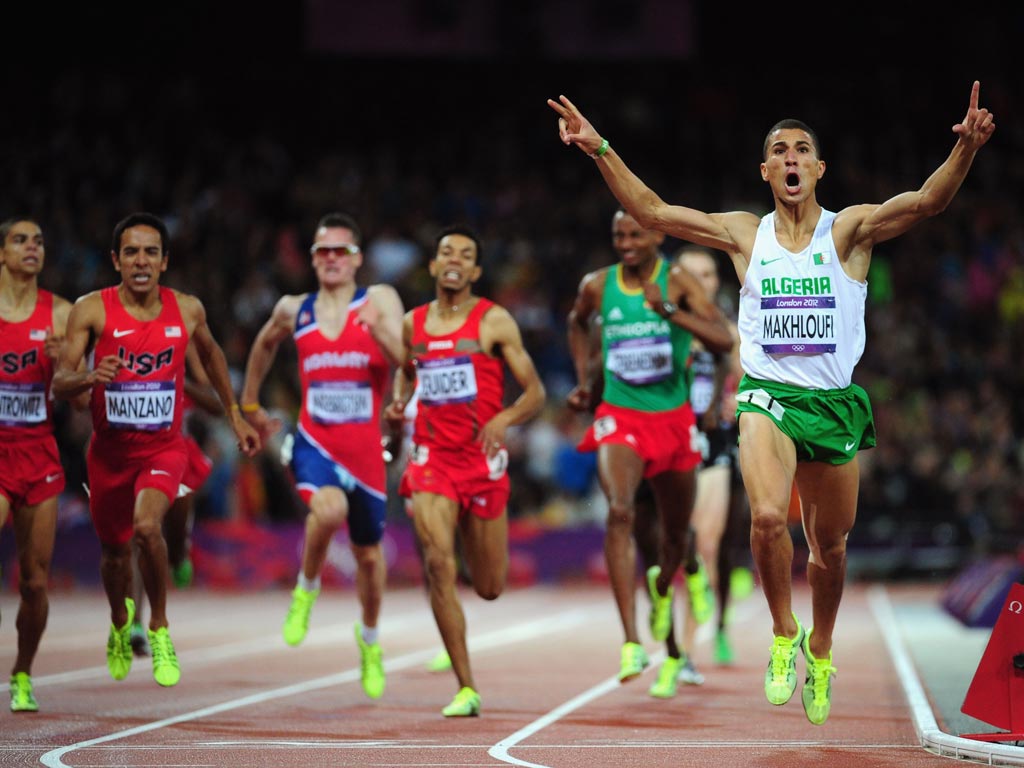 August 7, 2012: Taoufik Makhloufi of Algeria destroys his opponents to take gold in the Men's 1500m