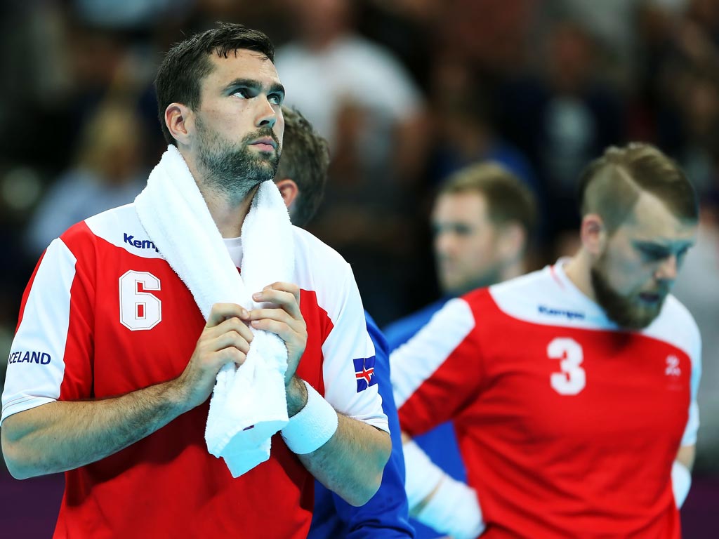 August 8, 2012: Asgeir Orn Hallgrimsson (L) #6 and Kari Kristjansson #3 of Iceland are dejected following their teams handball quarter-final loss to Hungary