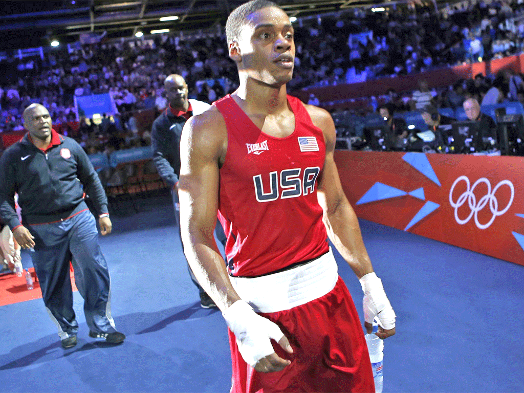 Errol Spence leaves the ring after defeat by Russia's Andrey Zamkovoy