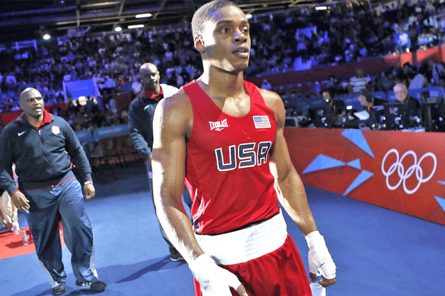 Errol Spence leaves the ring after defeat by Russia's Andrey Zamkovoy
