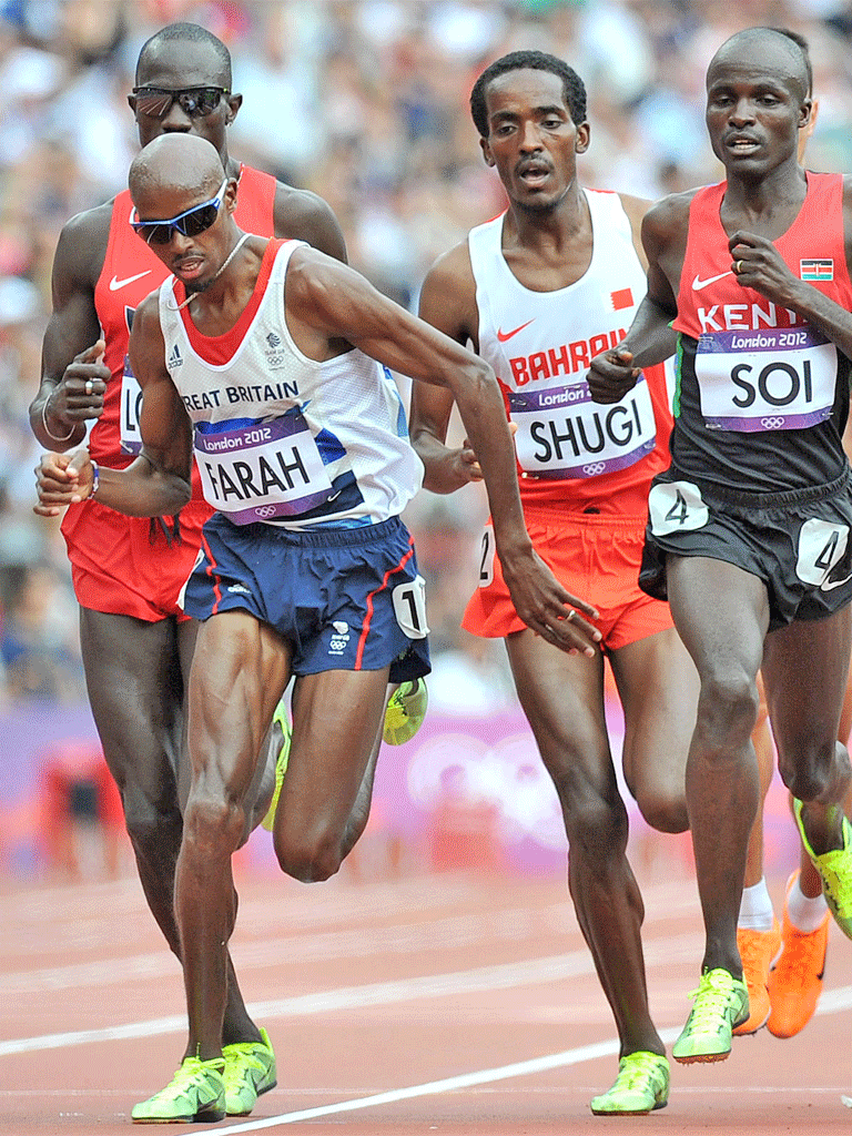 Mo Farah finds the going tough in yesterday’s 5,000m heat