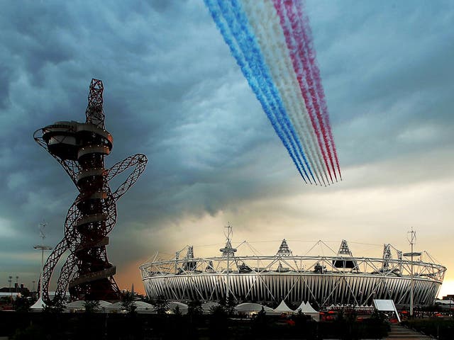 Arguably the most iconic images of the London 2012 Olympic Games to date. The Red Arrows passed over Stratford moments before the opening ceremony began