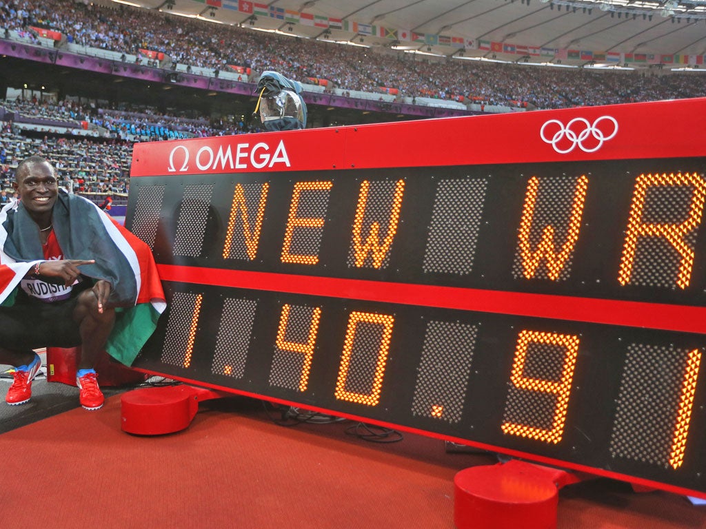 Rudisha made the most of ideal conditions, storming through the first lap in 49.28 seconds and powering to the gold medal in one minute 40.91 seconds.