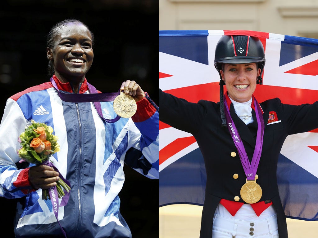 Team GB's latest gold medallists, boxer Nicola Adams and rider Charlotte Dujardin, who triumphed in the dressage