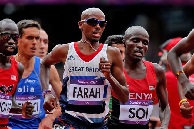 Paula Radcliffe says Mo Farah (centre) can win a gold double