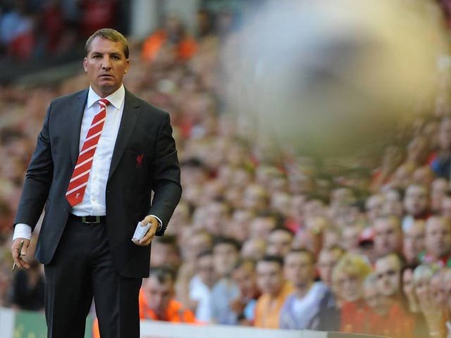 Brendan Rodgers watches Liverpool win last night