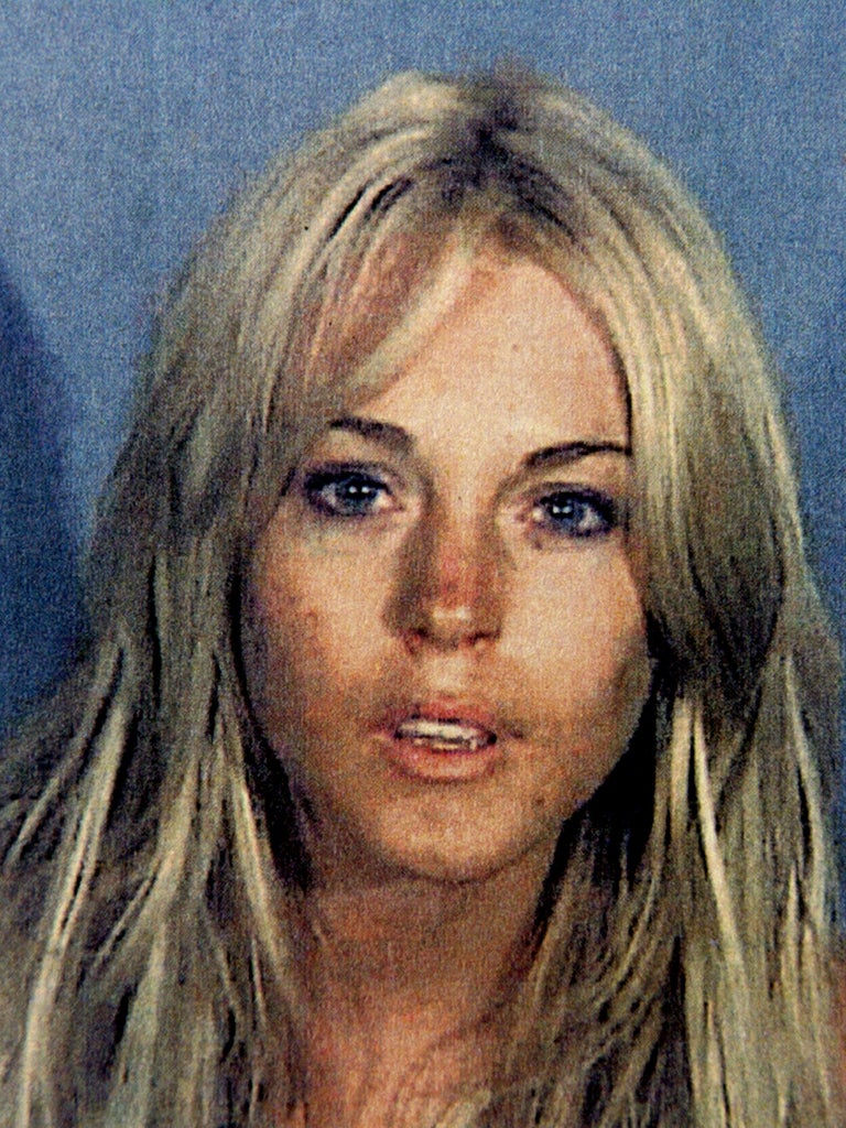 Lindsay Lohan's booking photo when she was charged with drunken driving and cocaine possession in July 2007