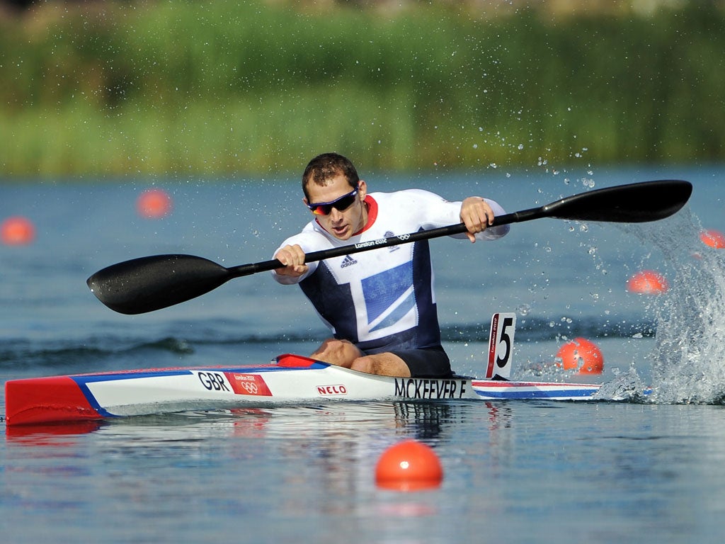 Ed McKeever competes at Eton Dorney yesterday