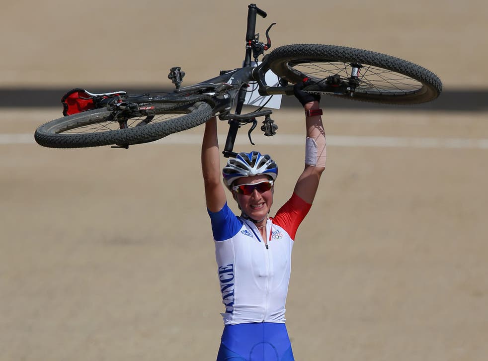 France's Julie Bresset won gold in the mountain biking