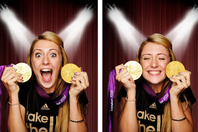 Gold standard: Laura Trott, in the Adidas photo booth with her medals, is a real role model for girls