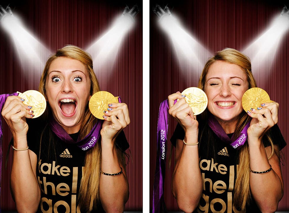Gold standard: Laura Trott, in the Adidas photo booth with her medals, is a real role model for girls