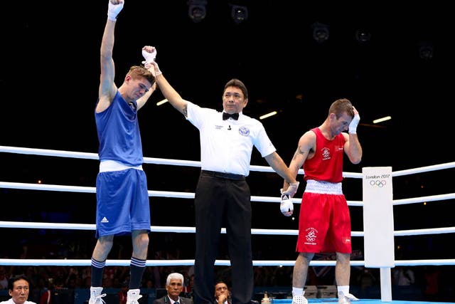 August 11, 2012: Britain's Luke Campbell beat Ireland's John Joe Nevin to win the men's Olympic bantamweight boxing gold medal tonight. 