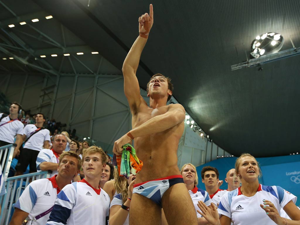August 11, 2012: Tom Daley celebrates winning the bronze medal in the 10m platform