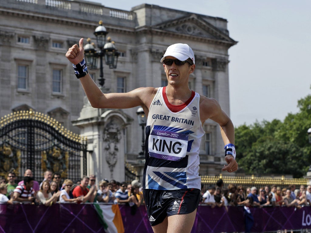 Our man at the palace: Dominic King completes his 50km walk yesterday