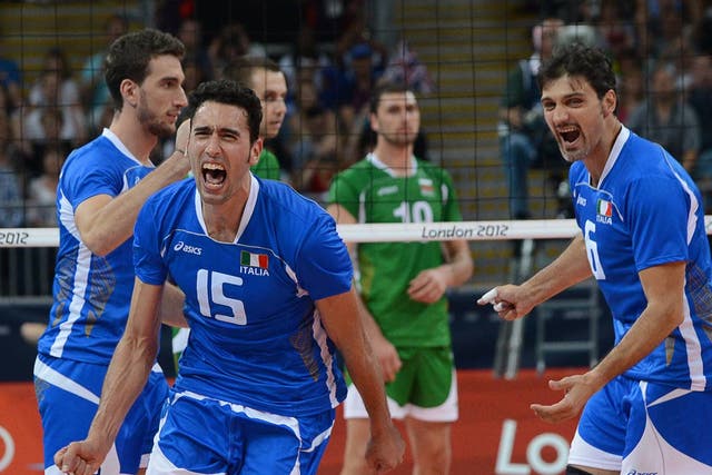 August 12, 2012: Italy celebrate winning the bronze medal in volleyball tournament