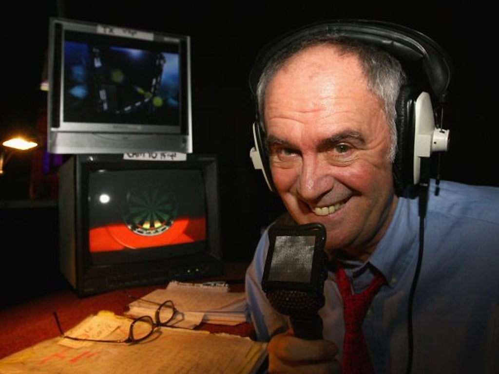 Sid Waddell at the microphone: a graduate of Cambridge University, he peppered his commentaries with historical references