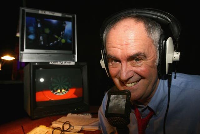 Sid Waddell at the microphone: a graduate of Cambridge University, he peppered his commentaries with historical references