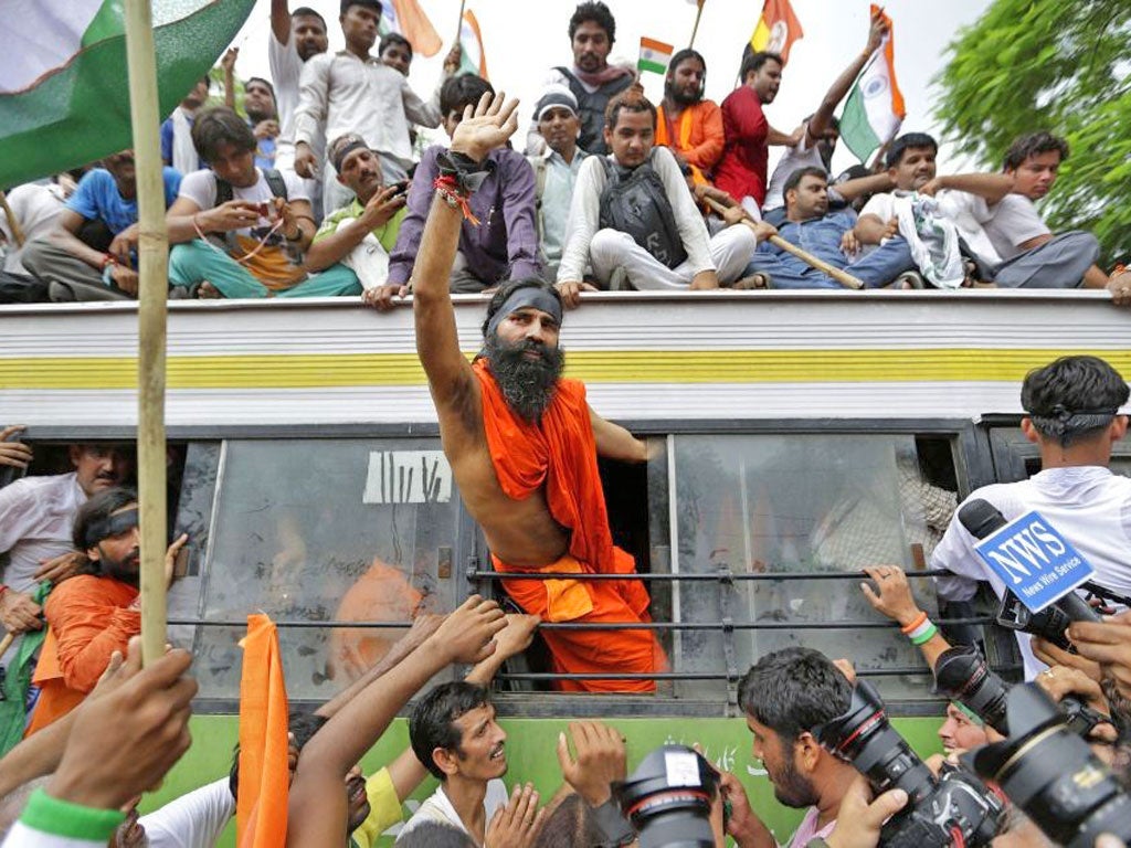 Indian yoga guru Swami Ramdev was arrested after holding protests